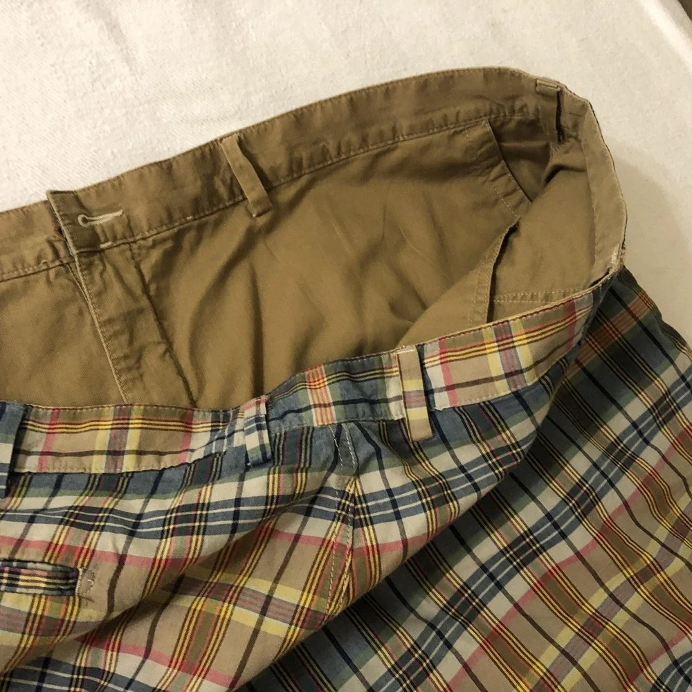Polo Ralph Lauren Shorts Mens 48 Multicolor Plaid Chino Reversible 9 Inseam Big